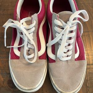 Vans Pink Gray Suede & Pink Canvas Old Skool Sneakers